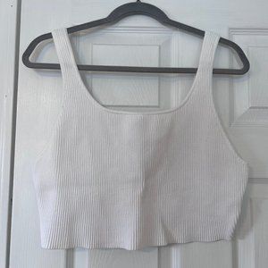 Aritzia Babaton Sculpt Knit Squareneck Cropped Tank White XL